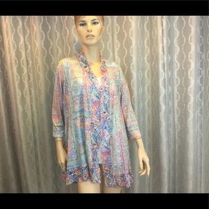 Multicolored Knit Open Cardigan